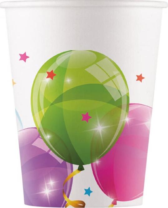 Procos Papírové kelímky Sparkling Balloons (KOKLIKO) 200 ml, 8 ks.