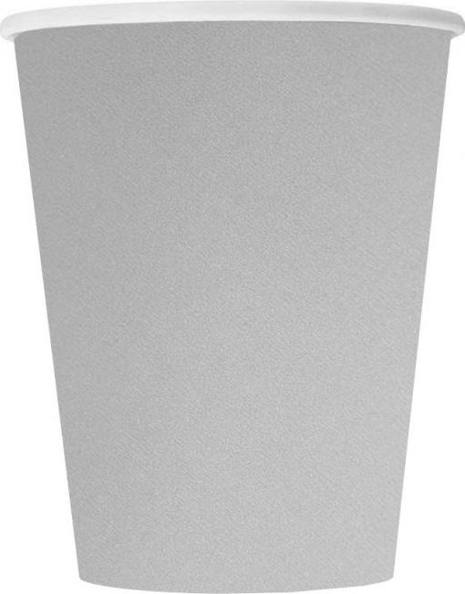 Unique party Stříbrné papírové kelímky, 270 ml, 8 ks (sup štítek)
