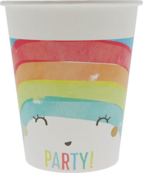 Procos Papírové kelímky (WM) Rainbow Party, 200 ml, 8 ks (štítek SUP)