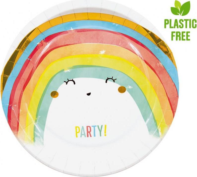 Procos Papírové talíře Rainbow Party, příští generace, 23 cm, 8 ks (bez plastu)