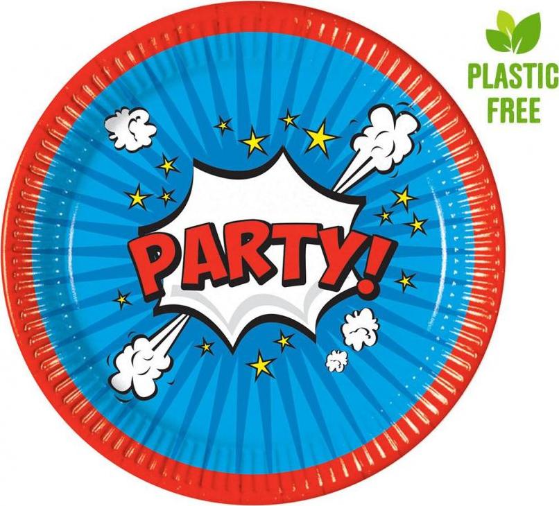 Procos Papírové talíře Boom Party, další generace, 23 cm, 8 ks (bez plastu)
