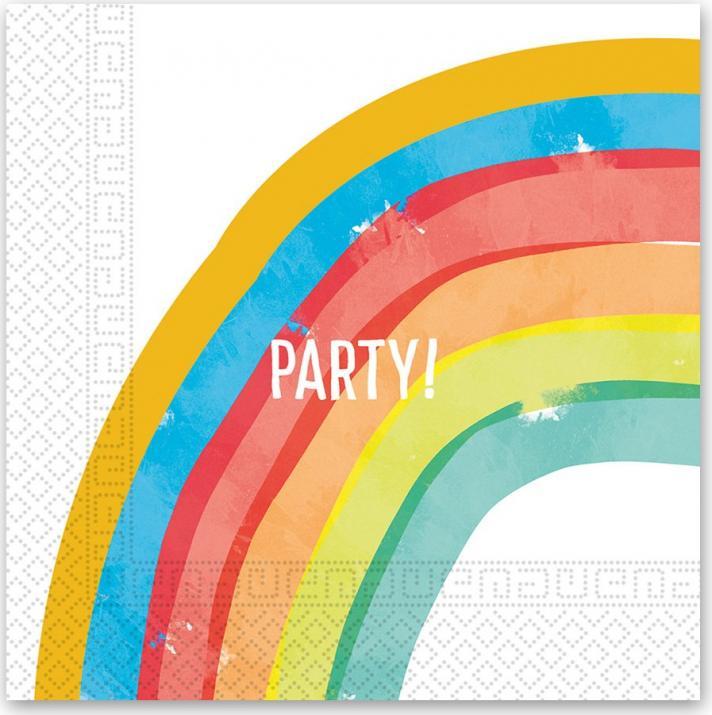 Procos Papírové ubrousky Rainbow Party, rozměr 33 x 33 cm, 20 ks.