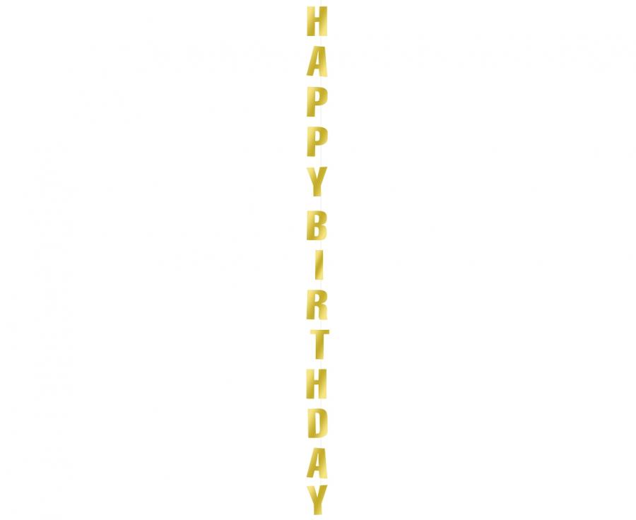 Godan / decorations B&C Happy Birthday vertikální dekorace, zlatá, 170 cm