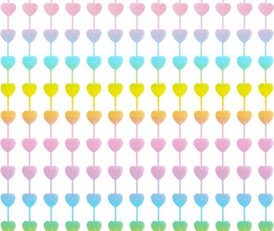 Godan / decorations Závěs Macaron Hearts s potiskem, pastel, 100x200 cm