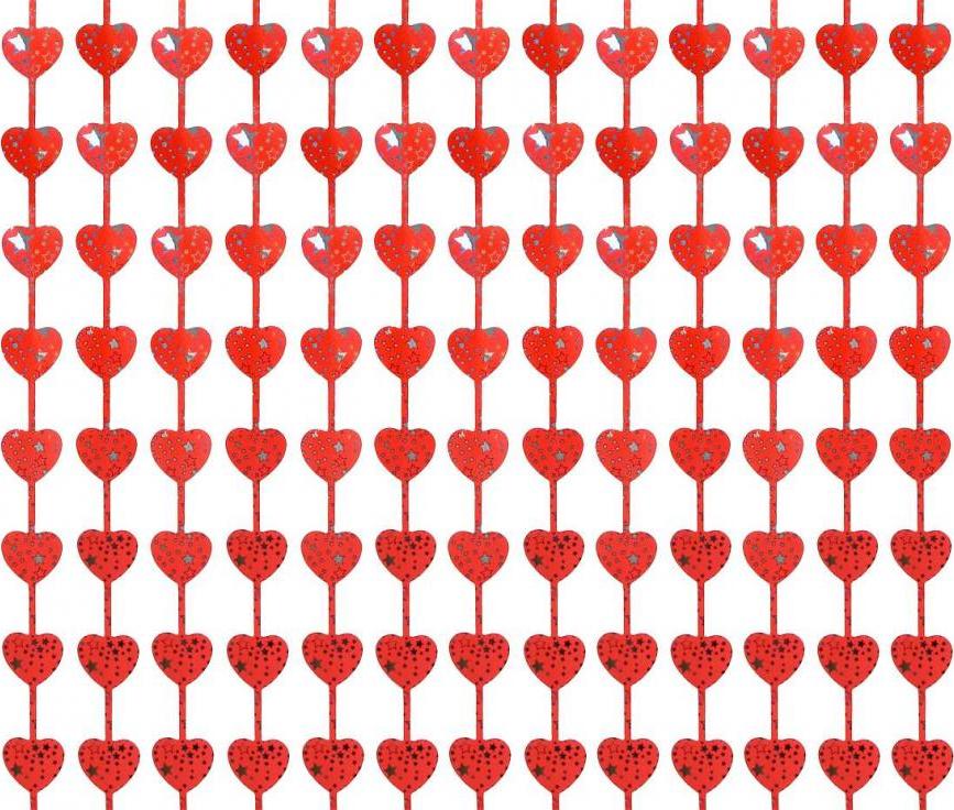 Godan / decorations B&C závěs Srdce s potiskem, červená, 100x200 cm