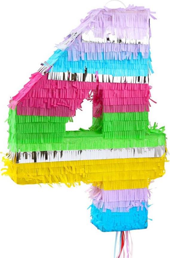 Godan / decorations Piňata číslo "4", pastel, 50x35x7,5 cm