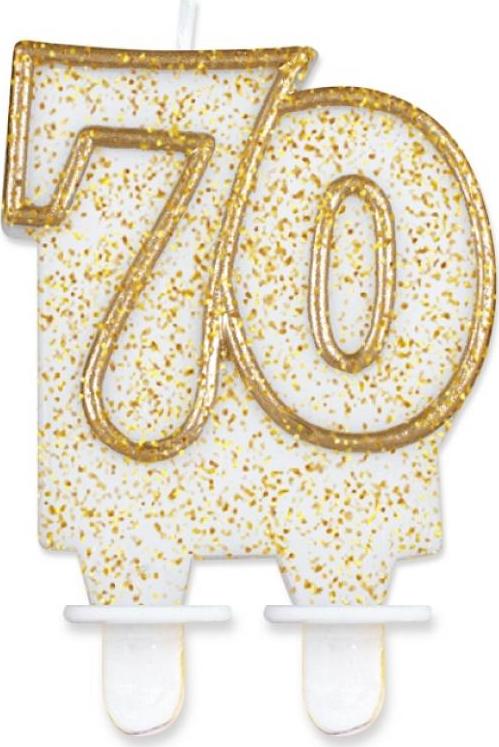 Godan / candles B&C svíčka, číslo "70", zlatý obrys