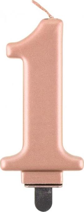Godan / candles B&C svíčka číslo 1, metalická růžová a zlatá, 8,0 cm
