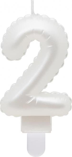 Godan / candles B&C svíčka, číslo 2, perleťově bílá, 7 cm