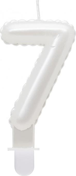 Godan / candles B&C svíčka, číslo 7, perleťově bílá, 7 cm