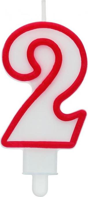 Godan / candles Svíčka s číslem "2", červený obrys, 7 cm