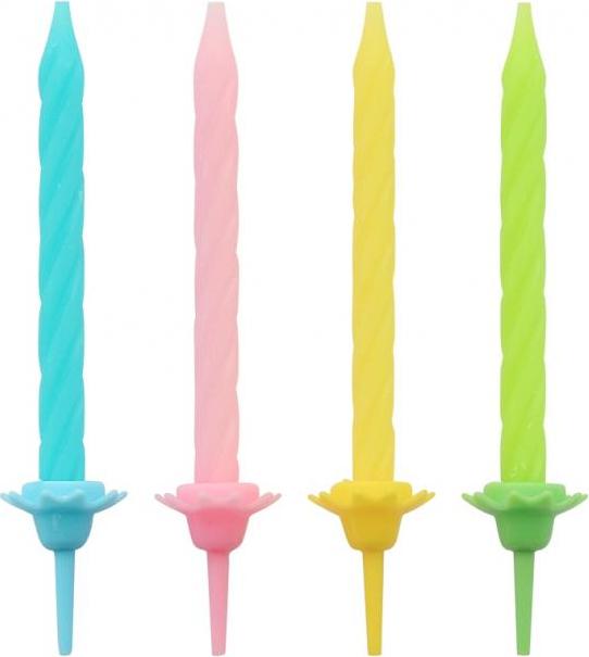 Narozeninové svíčky - 4 barvy, 6 cm, 24/12 ks (produkt zabalený v displeji)