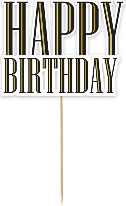 Godan / decorations papírová dekorace na B&G Party dort - Happy Birthday, nápis, 13 cm