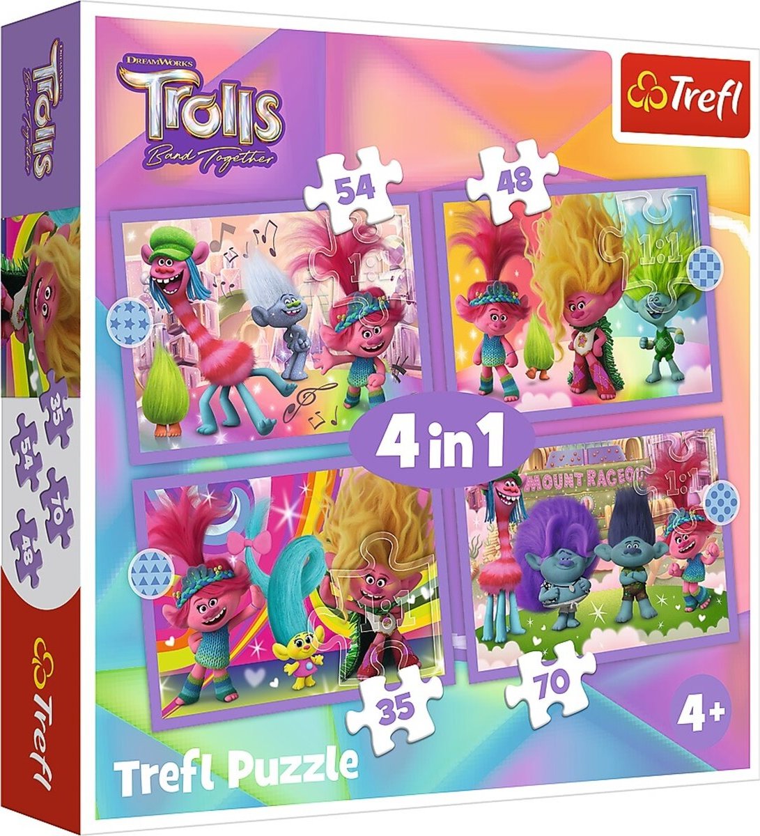 TREFL Puzzle Trollové Barevné dobrodružství 4v1