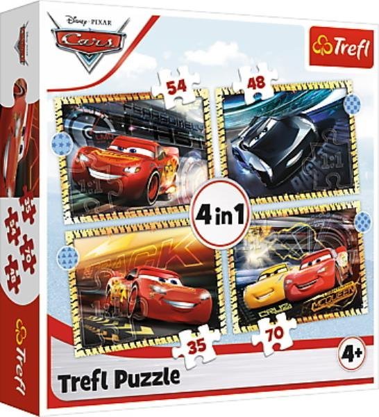 TREFL Puzzle Auta 3: Připravit, pozor, teď! 4v1