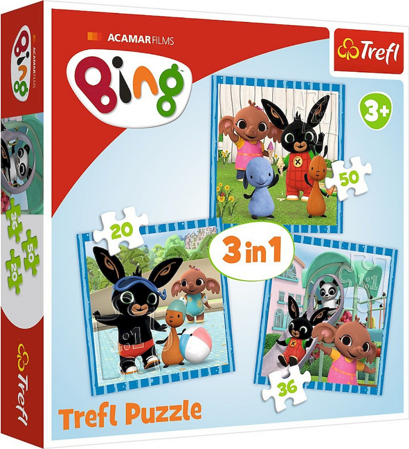 TREFL Puzzle 3v1 Bing Bunny Zábava s přáteli