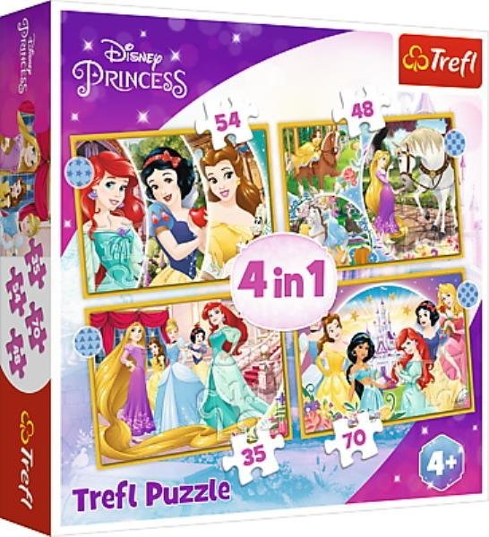TREFL Puzzle 4v1 Disney princezny: Šťastný den