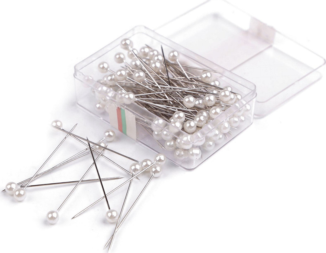 Ozdobné špendlíky s perleťovou hlavičkou délka 40 mm nerezová ocel Varianta: 1 bílá, Balení: 20 krab.