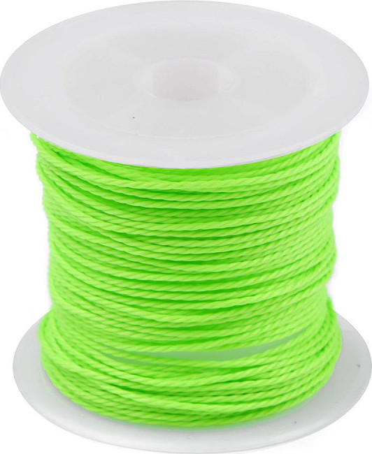 Šnůrka PES kroucená Ø1 mm voskovaná Varianta: 9 zelená neon, Balení: 1 ks