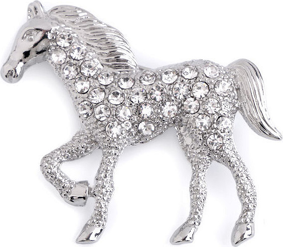 Brož s broušenými kamínky kočka, kůň Varianta: 2 crystal kůň, Balení: 1 ks