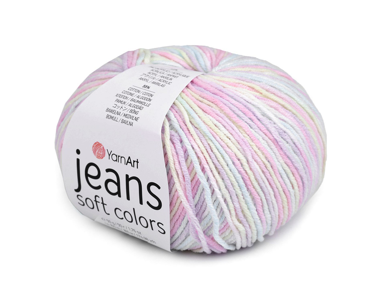 Pletací příze Jeans Soft Color 50 g Varianta: 1 (6212) multikolor, Balení: 1 ks