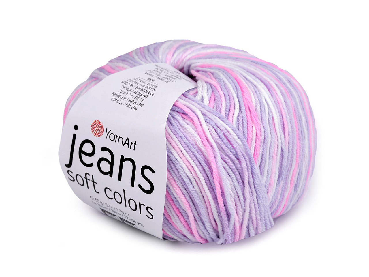 Pletací příze Jeans Soft Color 50 g Varianta: 2 (6205) fialová sv., Balení: 1 ks