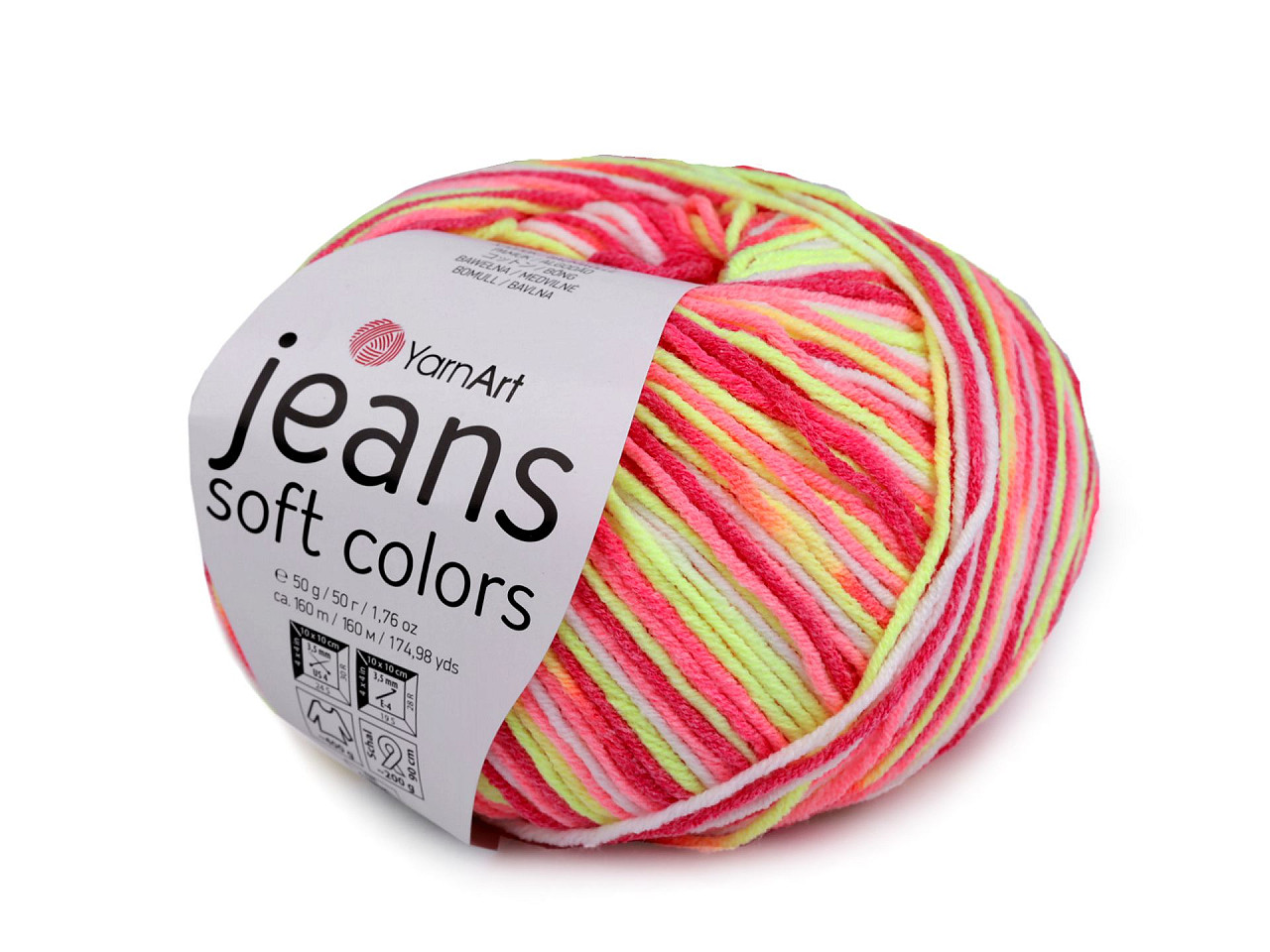 Pletací příze Jeans Soft Color 50 g Varianta: 4 (61214) růžová malinová, Balení: 1 ks