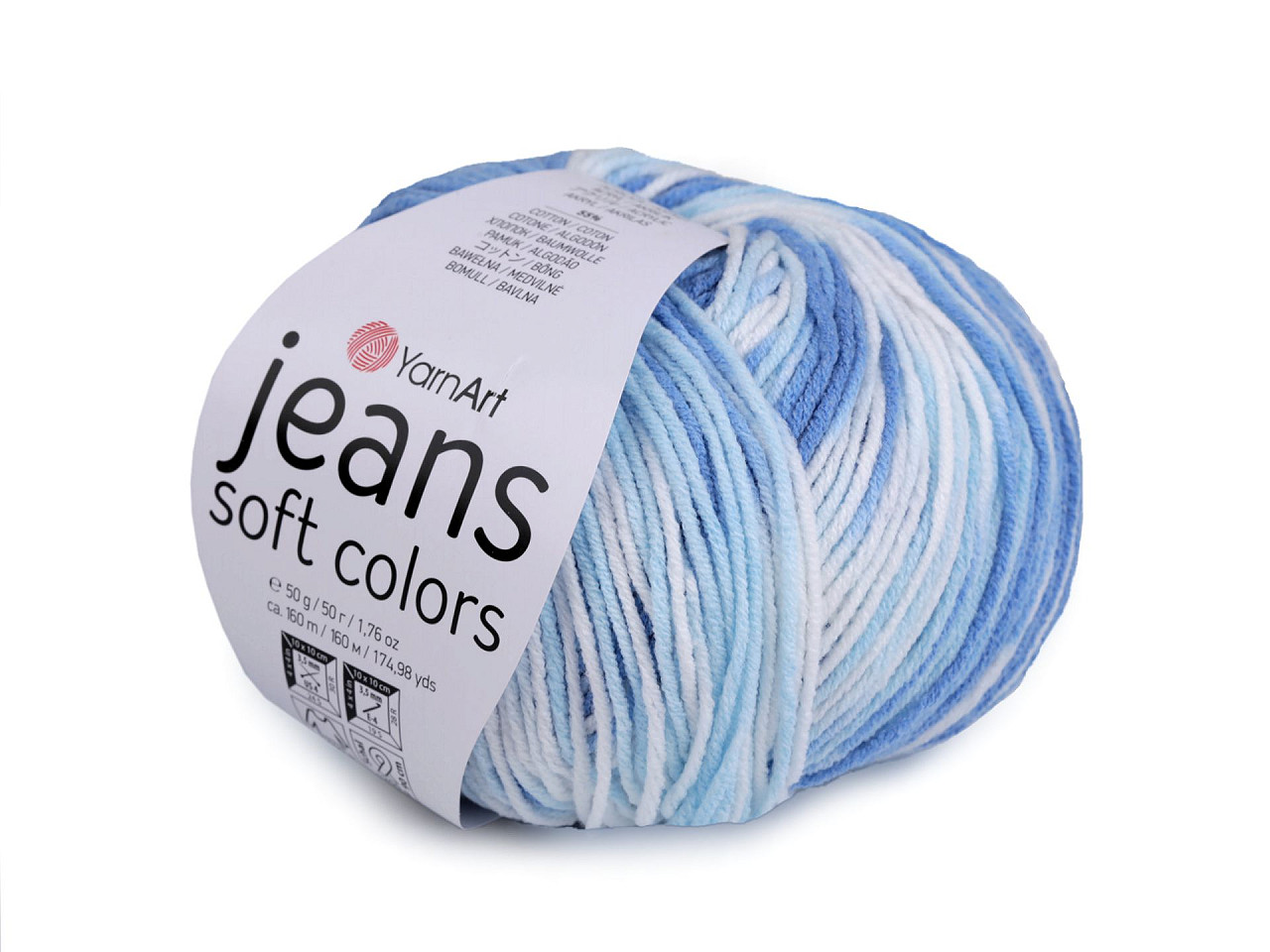Pletací příze Jeans Soft Color 50 g Varianta: 5 (6213) modrá jemná, Balení: 1 ks