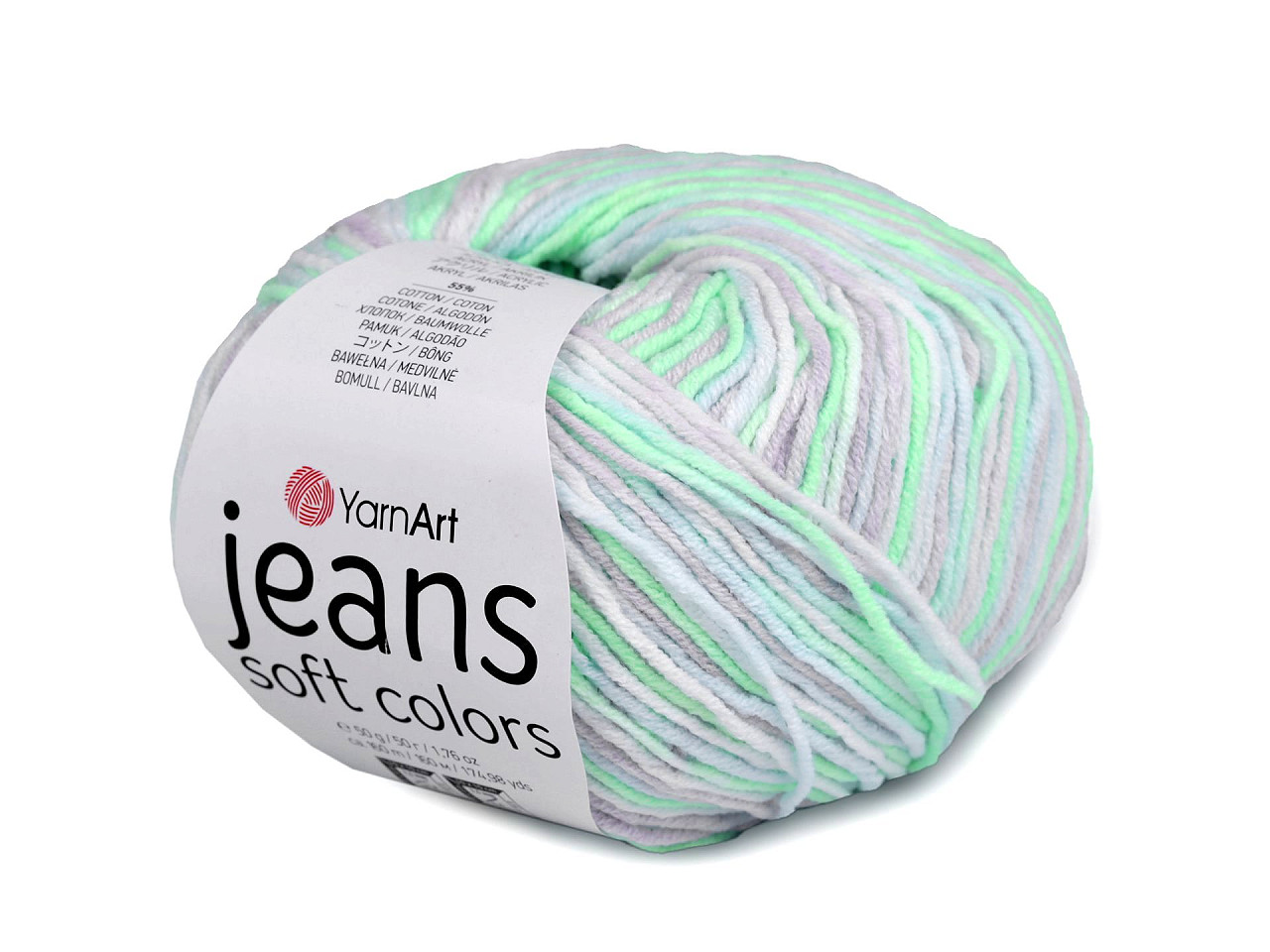 Pletací příze Jeans Soft Color 50 g Varianta: 6 (6201) zelená sv., Balení: 1 ks