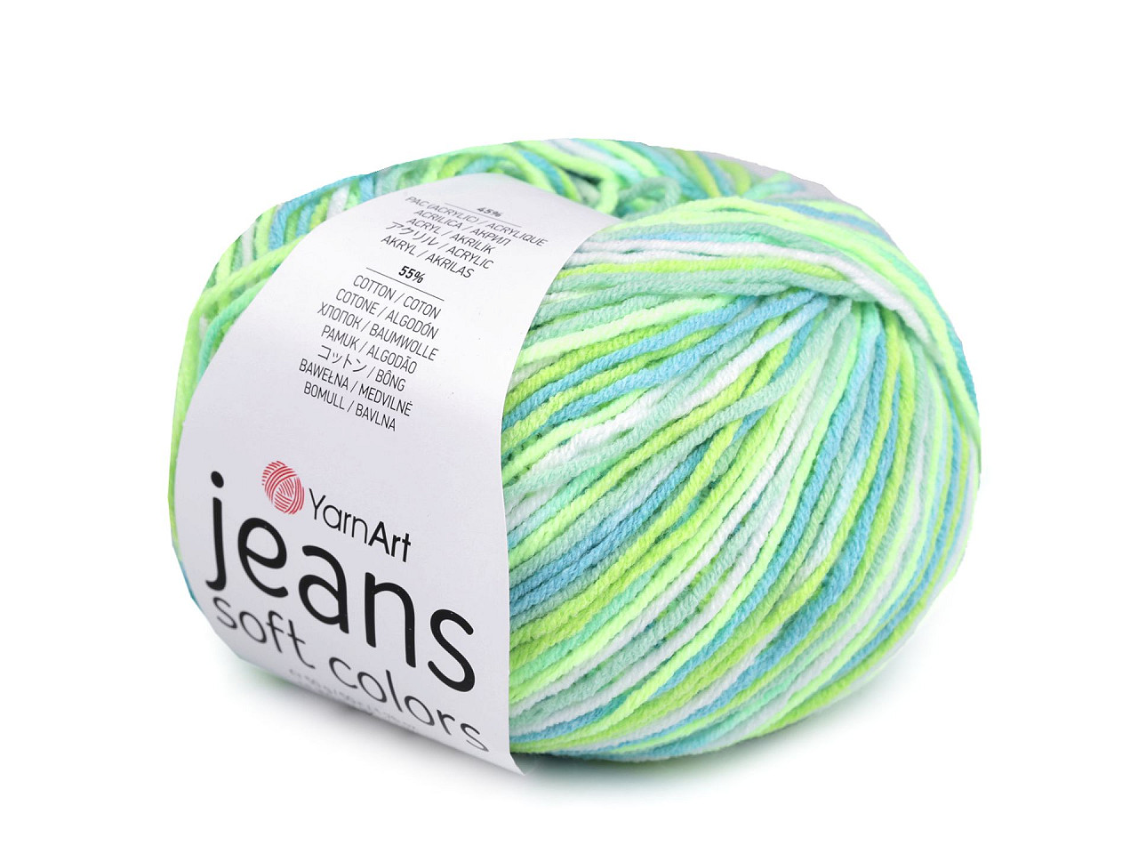 Pletací příze Jeans Soft Color 50 g Varianta: 7 (6211) zelená sv., Balení: 1 ks