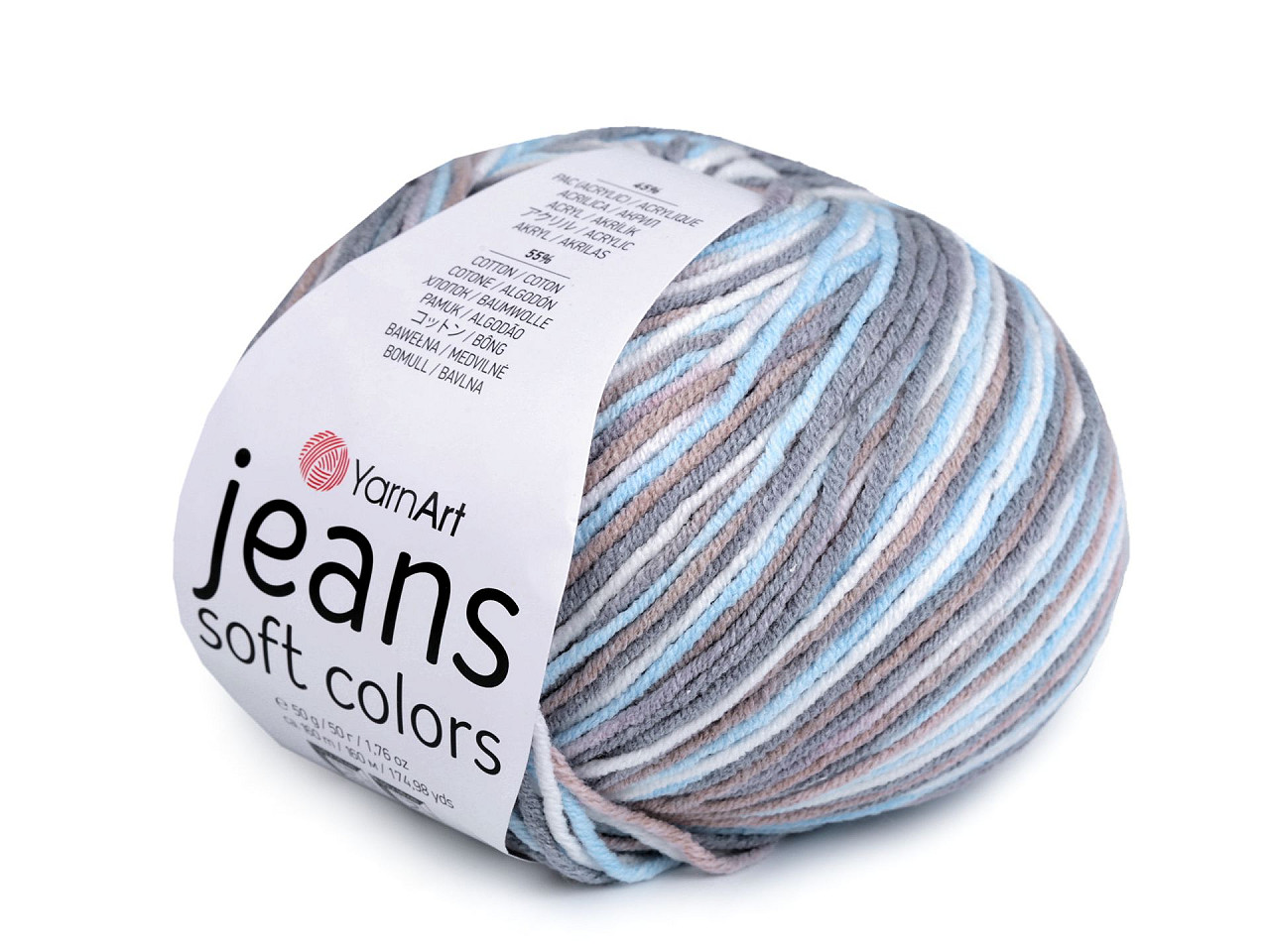 Pletací příze Jeans Soft Color 50 g Varianta: 9 (6210) šedá, Balení: 1 ks