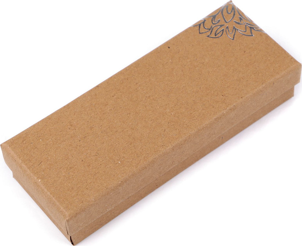 Papírová krabička stříbrný potisk Varianta: 2 (6x15,5 cm) hnědá přírodní, Balení: 1 ks