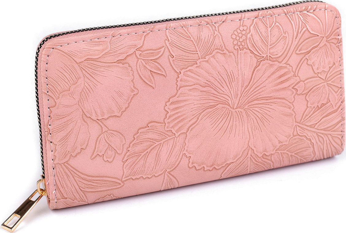 Dámská peněženka 3D květy 9,5x19 cm Varianta: 1 pudrová, Balení: 1 ks