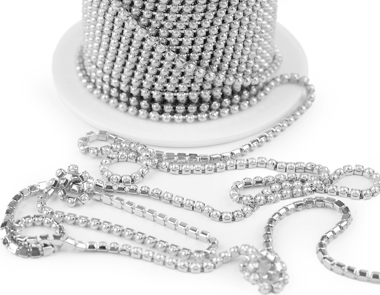 Perlový prýmek / borta šíře 2 mm Varianta: 1 perlová stříbrná, Balení: 1 m