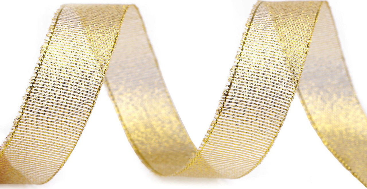 Brokátová stuha s lurexem šíře 20 mm Varianta: 2 zlatá, Balení: 22.5 m