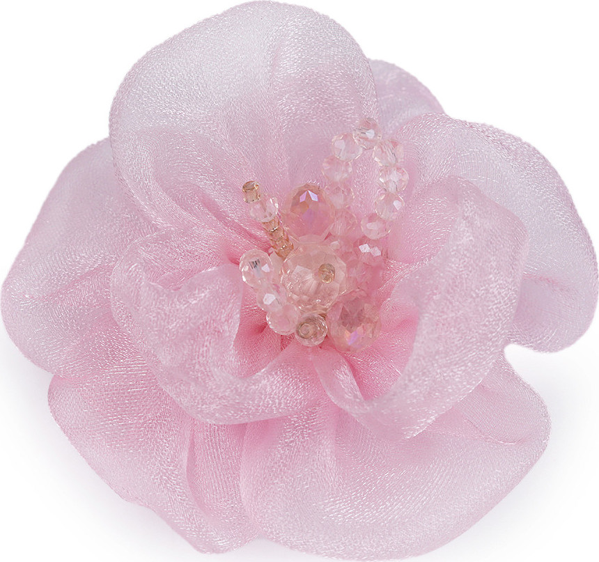 Květ s broušenými skleněnými korálky k našití a nalepení Ø6-7 cm Varianta: 2 krémová nejsvět., Balení: 1 ks