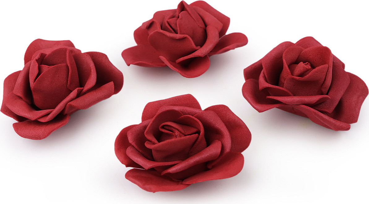 Dekorační pěnová růže Ø4-5 cm Varianta: 3 červená, Balení: 10 ks
