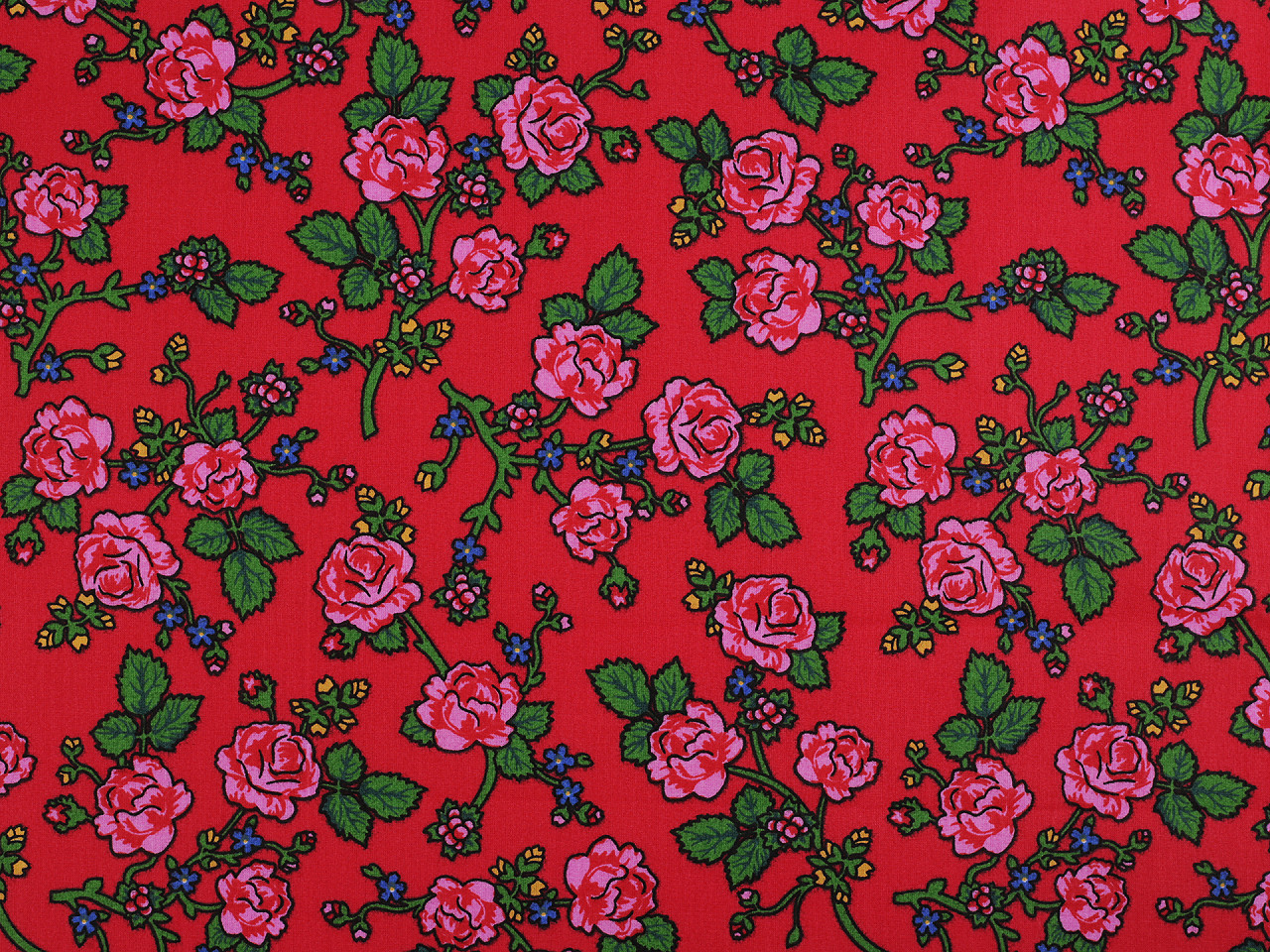 Bavlněná látka / plátno folklor růže Varianta: 1 (22303-2) červená, Balení: 1 m