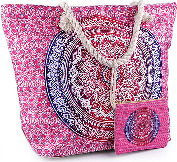 Letní / plážová taška mandala, paisley s taštičkou 39x50 cm Varianta: 1 pink, Balení: 1 ks