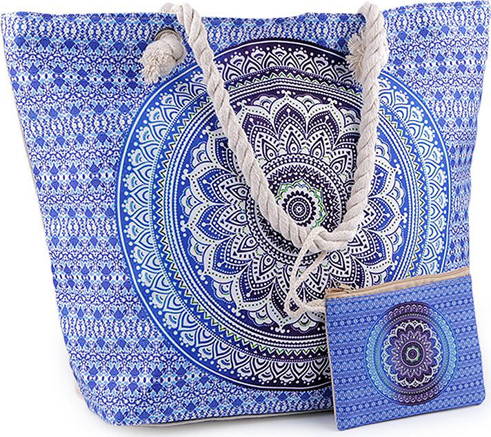 Letní / plážová taška mandala, paisley s taštičkou 39x50 cm Varianta: 2 modrá, Balení: 1 ks