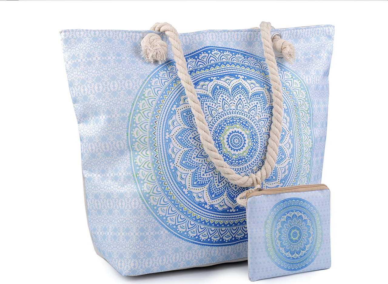Letní / plážová taška mandala, paisley s taštičkou 39x50 cm Varianta: 6 modrá světlá, Balení: 1 ks