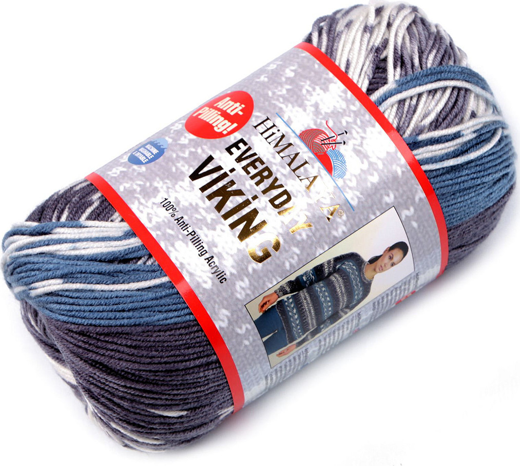 Pletací příze Everyday Viking samovzorovací 100 g Varianta: 9 (70506) modrá jeans, Balení: 1 ks