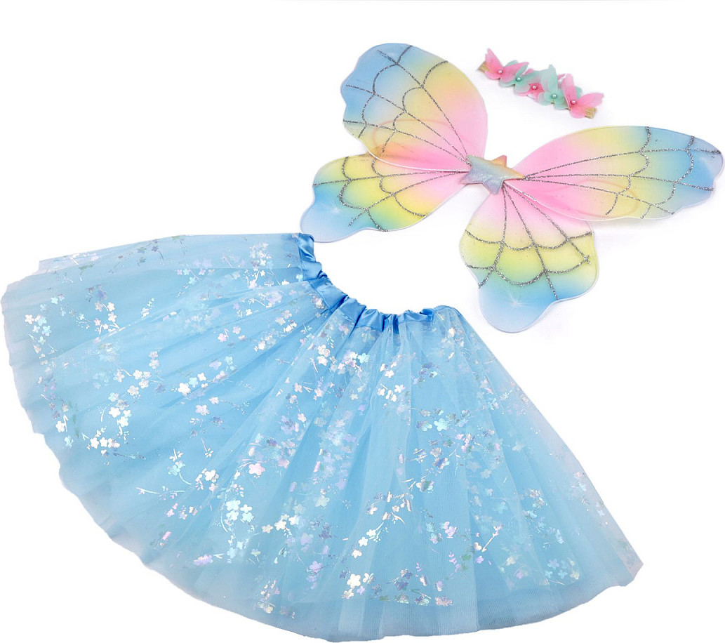Karnevalový kostým - motýl Varianta: 2 modrá andělská, Balení: 1 sada