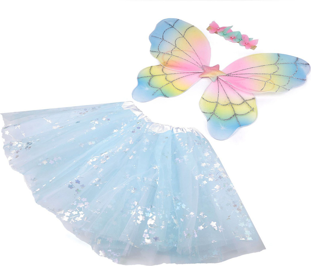 Karnevalový kostým - motýl Varianta: 1 modrá andělská bílá, Balení: 1 sada