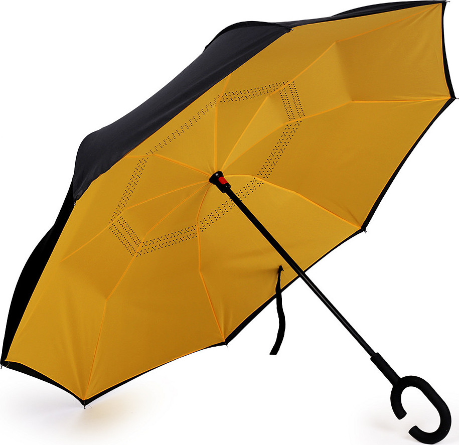 Obrácený deštník dvouvrstvý Varianta: 1 žlutá, Balení: 1 ks