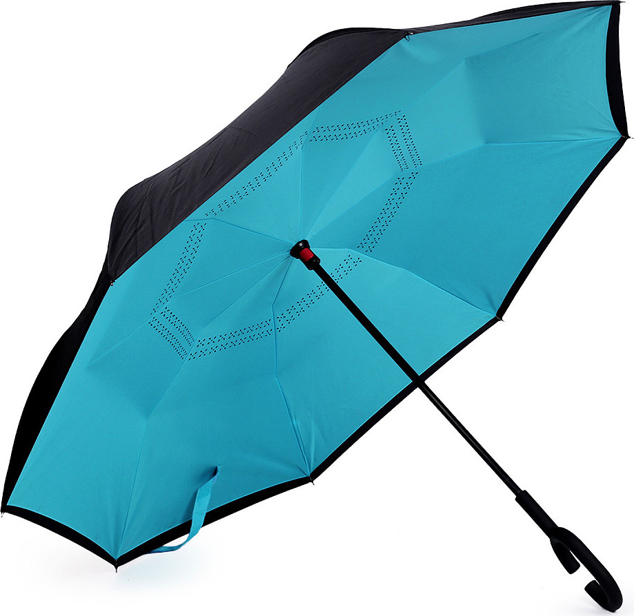 Obrácený deštník dvouvrstvý Varianta: 2 modrá tyrkys, Balení: 1 ks