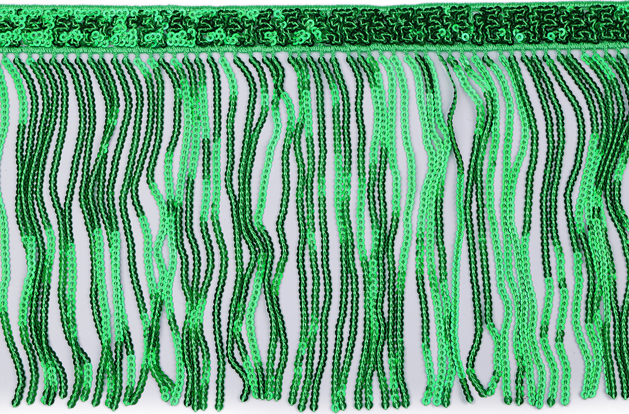 Flitrové třásně / prýmek šíře 15 cm Varianta: 4 zelená pastelová, Balení: 1 m