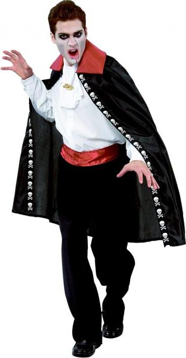 Kostým pro dospělé "Black vampire cape" (peleška, jabot) velikost. un.