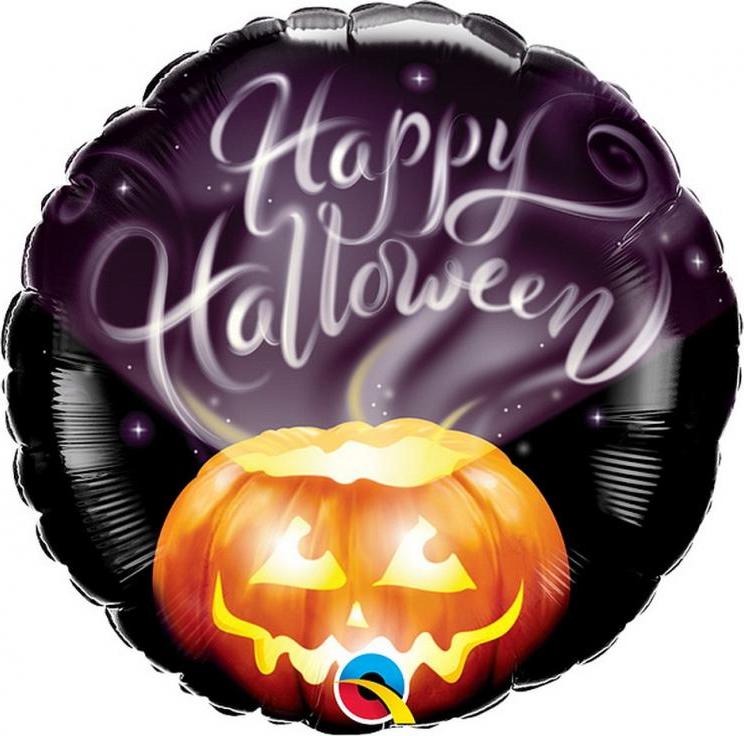 Qualatex Fóliový balónek 18" QL RND "Happy Halloween" (dýně)