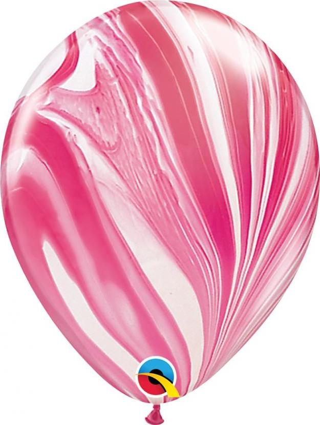 Qualatex Balón QL 11", pastelový achát červený a bílý / 25 ks.